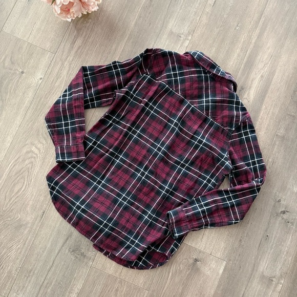 Garage Purple Plaid Boyfriend Classic Flannel - Picture 3 of 5